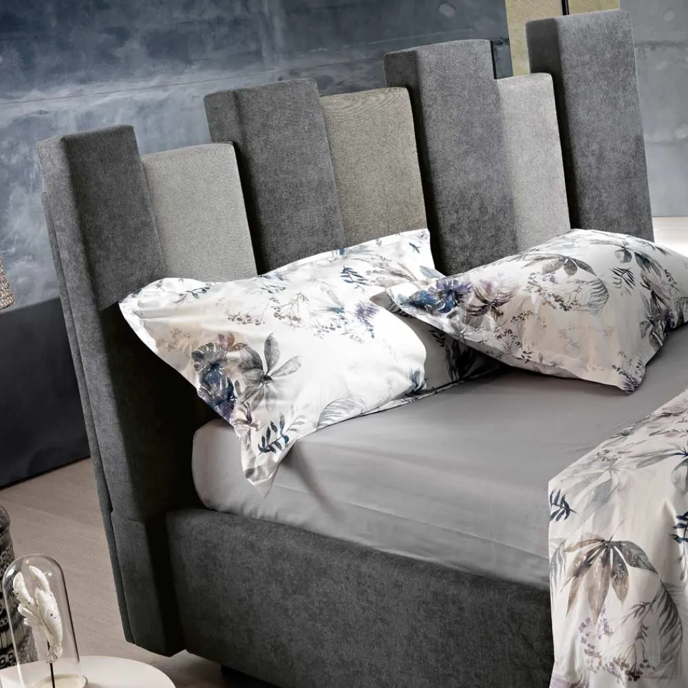 Viadurini Night Design Polsterbetten-Modernes Design Doppelbett gepolstert blau oder grau Hochwertige - Kenzo