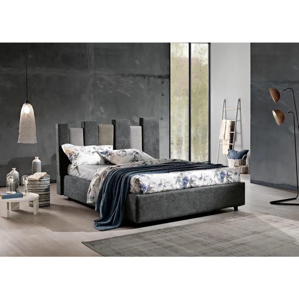 Viadurini Night Design Polsterbetten-Modernes Design Doppelbett gepolstert blau oder grau Hochwertige - Kenzo