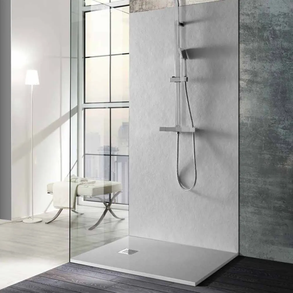 Viadurini Bathroom Rechteckige Duschwannen-Modernes Design Duschwanne in Harz Steineffekt 100x70 - Domio