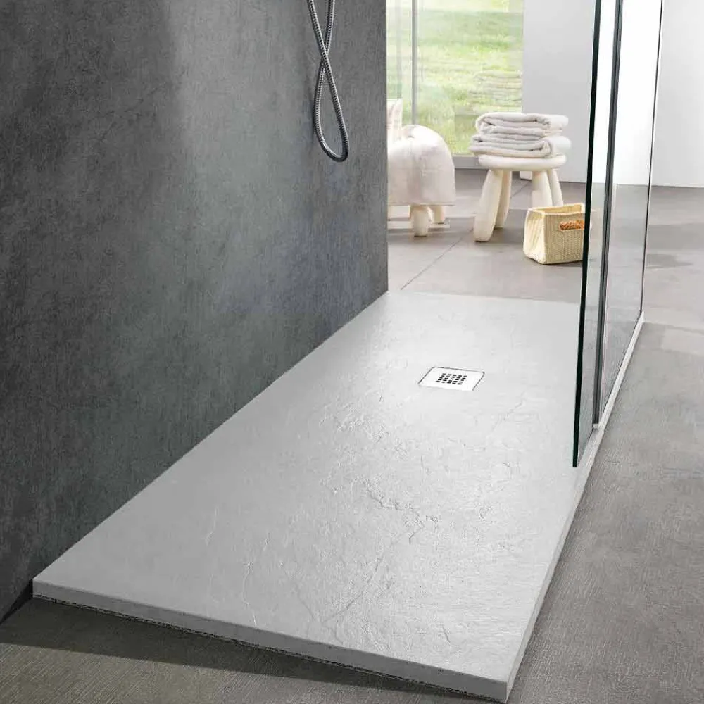 Viadurini Bathroom Rechteckige Duschwannen-Modernes Design Duschwanne 160x80 in Resin Slate Effect Finish - Sommo