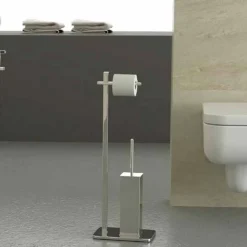 Viadurini Bathroom Toilettenpapierhalter-Modernes Design Eisenständer für Toilettenbürste und -rolle Hergestellt in Italien - Cali