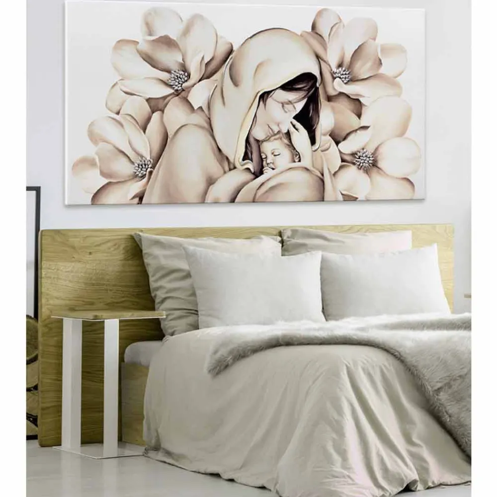 Viadurini Decor Religiöse Bilder-Modernes Design Gemälde in Relief auf Leinwand in Italien gefertigt Sole