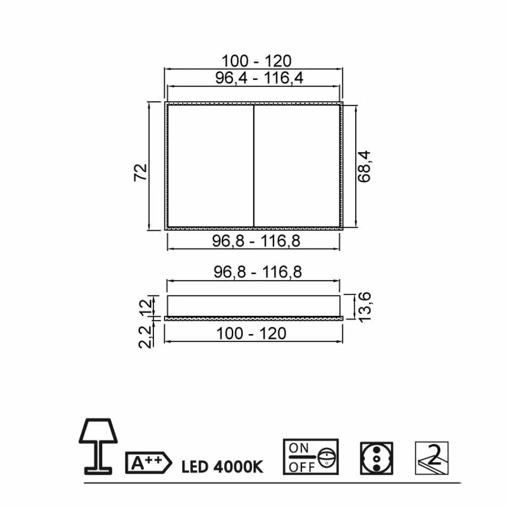 Viadurini Bathroom Badspiegel-Modernes Design LED-Einbau-Spiegel mit 2 Türen, Adele