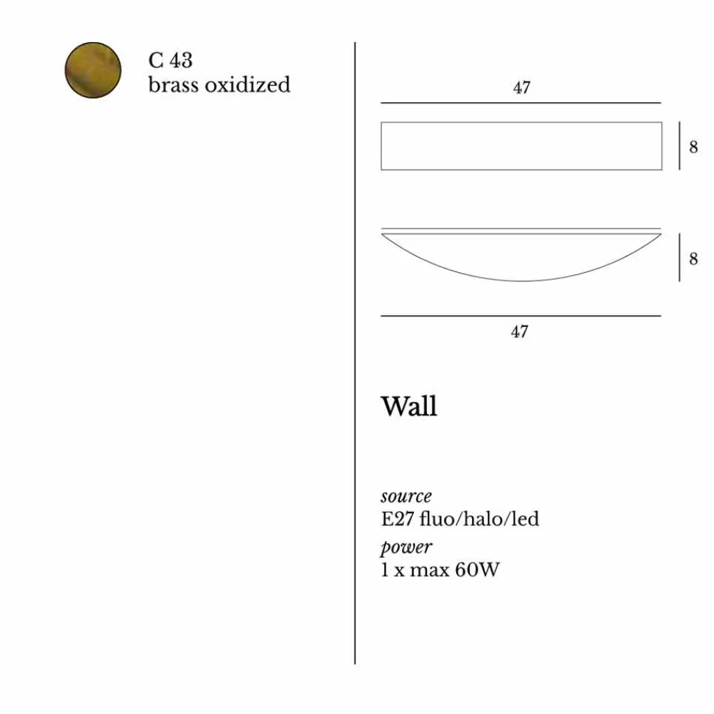Viadurini Lighting Moderne Wandleuchten-Modernes Design Messing Wandleuchte 47xH8x th 8 cm Blandine