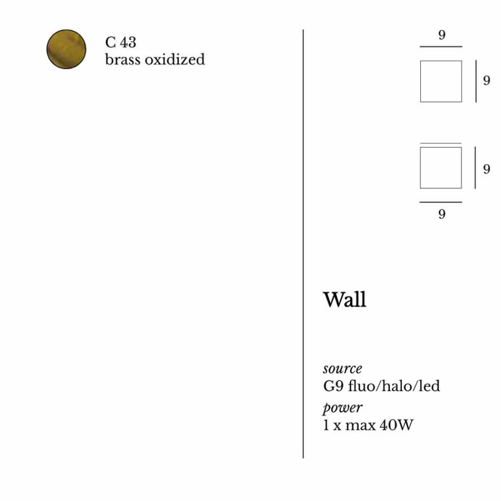 Viadurini Lighting Moderne Wandleuchten-Modernes Design Messing Wandleuchte 9x H 9x th 9 cm Venere