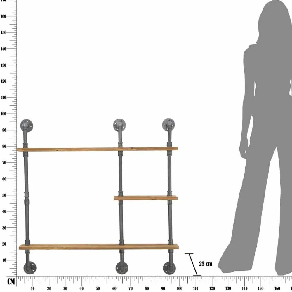 Viadurini Living Wandregale-Modernes Design Wandregal im Industriestil aus Eisen und Holz - Katrine