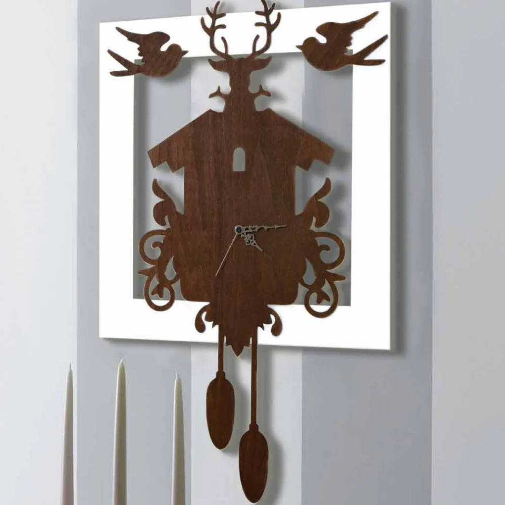 Viadurini Time Design Wanduhren-Modernes Design Wanduhr in dunkel und weiß verziertem Holz - Märchen