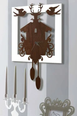 Viadurini Time Design Wanduhren-Modernes Design Wanduhr in dunkel und weiß verziertem Holz - Märchen