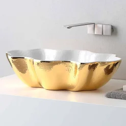 Viadurini Bathroom Farbige Waschbecken-Modernes Design-Keramik-Waschbecken aus italienischem Cubo