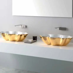 Viadurini Bathroom Farbige Waschbecken-Modernes Design-Keramik-Waschbecken aus italienischem Cubo