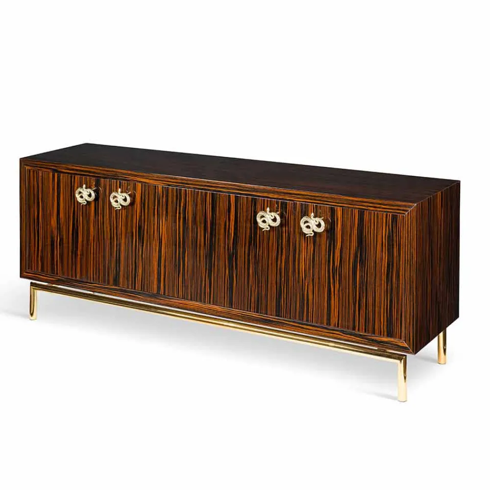 Viadurini Living Anrichte-Modernes Design-Sideboard Ada 2 mit 4 Türen aus Ebenholz, Hochglanz-Finish