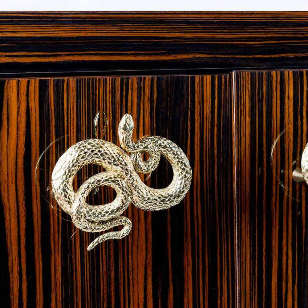 Viadurini Living Anrichte-Modernes Design-Sideboard Ada 2 mit 4 Türen aus Ebenholz, Hochglanz-Finish