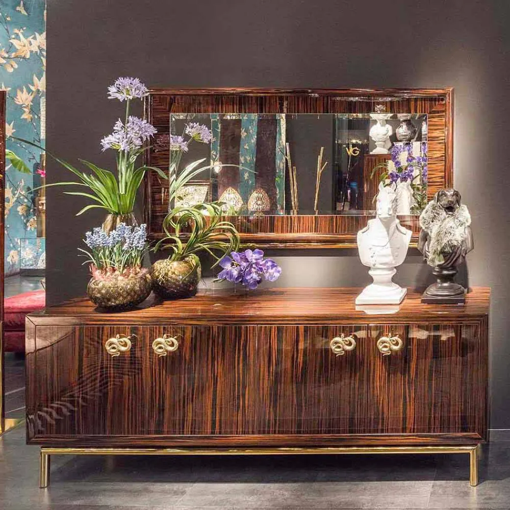 Viadurini Living Anrichte-Modernes Design-Sideboard Ada 2 mit 4 Türen aus Ebenholz, Hochglanz-Finish