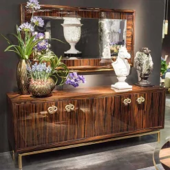 Viadurini Living Anrichte-Modernes Design-Sideboard Ada 2 mit 4 Türen aus Ebenholz, Hochglanz-Finish