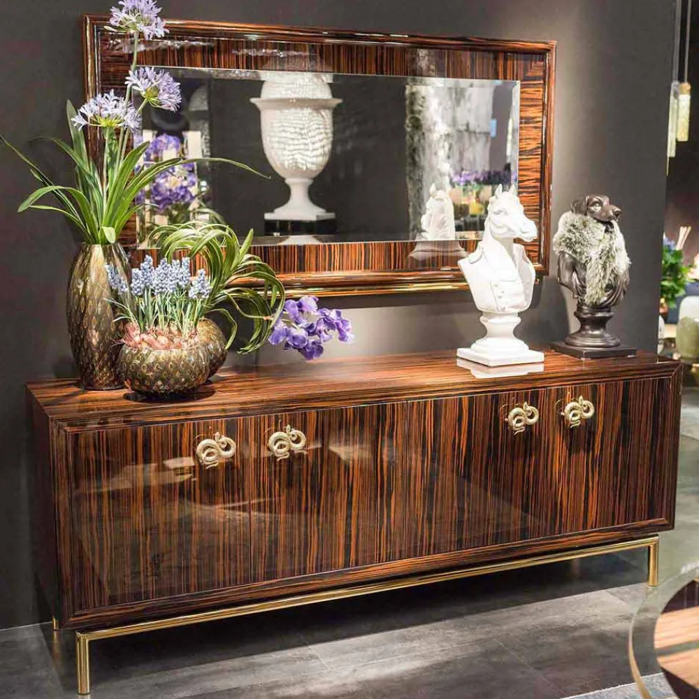 Viadurini Living Anrichte-Modernes Design-Sideboard Ada 2 mit 4 Türen aus Ebenholz, Hochglanz-Finish