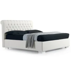 Viadurini Night Design Maßgeschneiderte Möbel|Polsterbetten-Modernes Doppelbett aus Kunstleder mit Contentiore - Ozzano