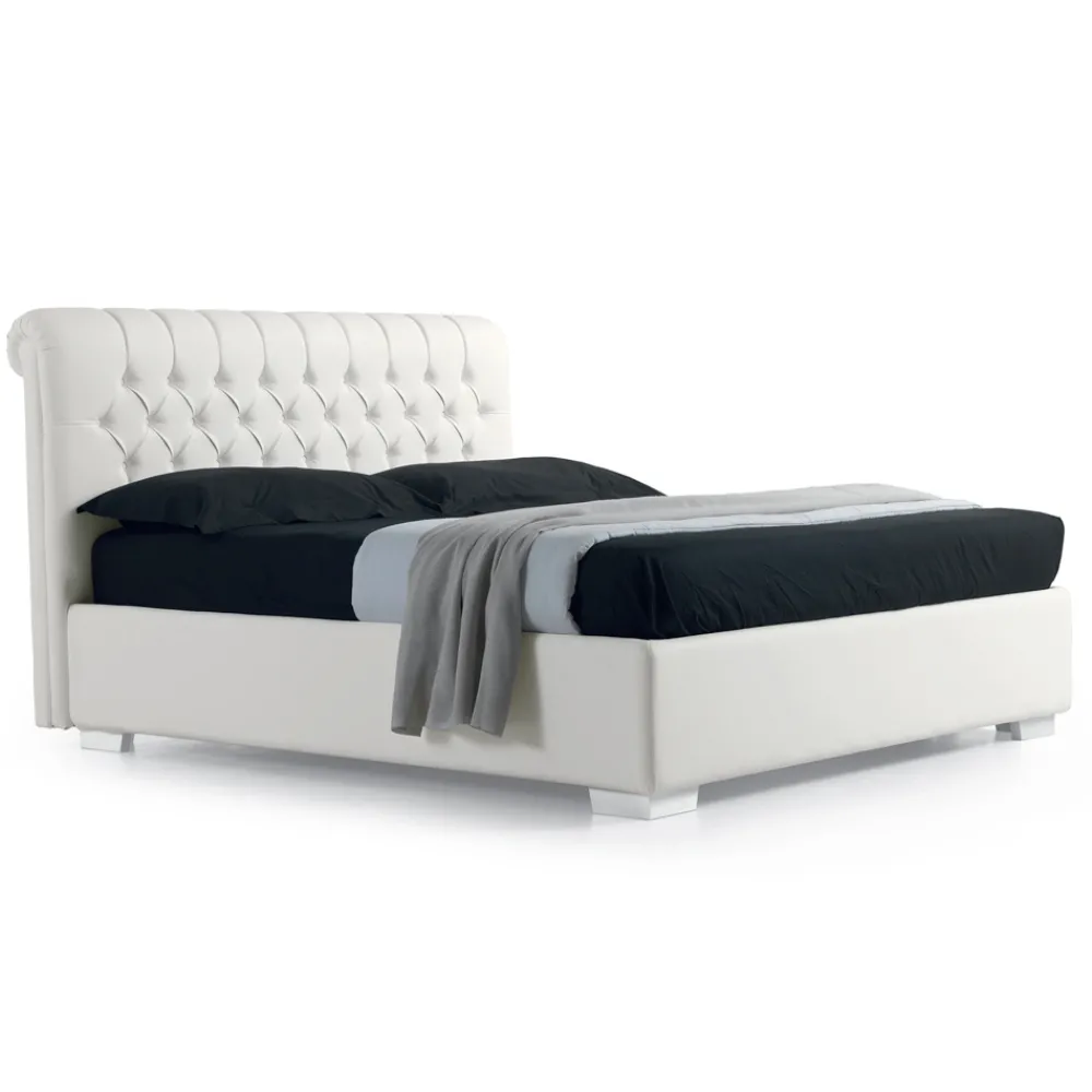 Viadurini Night Design Maßgeschneiderte Möbel|Polsterbetten-Modernes Doppelbett aus Kunstleder mit Contentiore - Ozzano