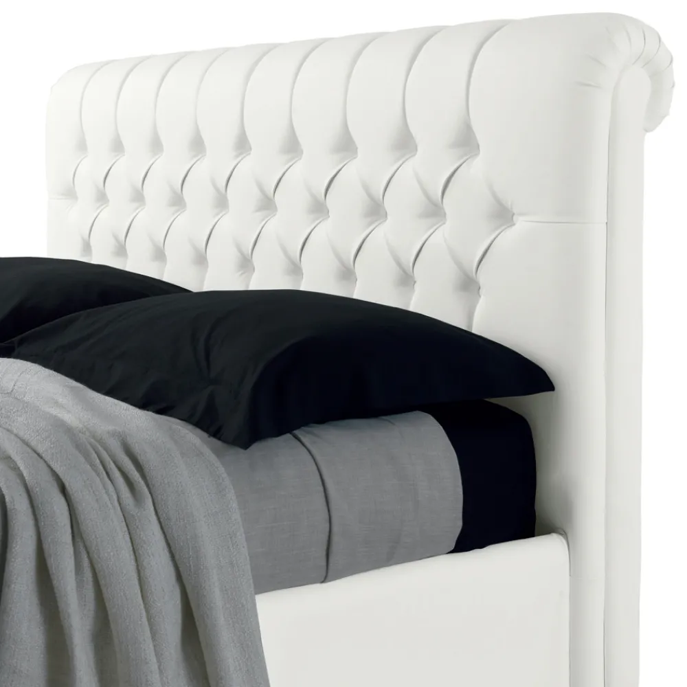 Viadurini Night Design Maßgeschneiderte Möbel|Polsterbetten-Modernes Doppelbett aus Kunstleder mit Contentiore - Ozzano