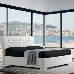 Viadurini Night Design Maßgeschneiderte Möbel|Polsterbetten-Modernes Doppelbett aus Kunstleder mit Contentiore - Ozzano