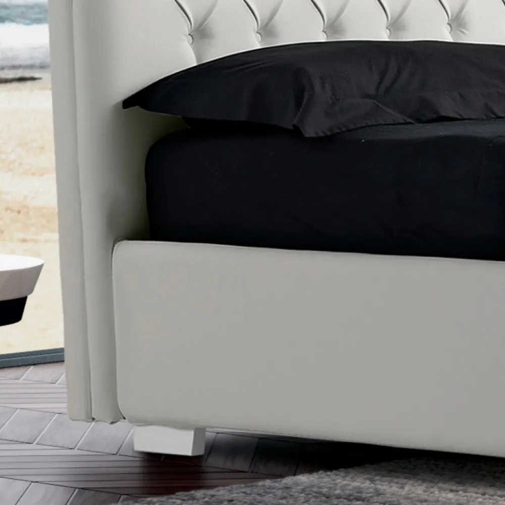 Viadurini Night Design Maßgeschneiderte Möbel|Polsterbetten-Modernes Doppelbett aus Kunstleder mit Contentiore - Ozzano