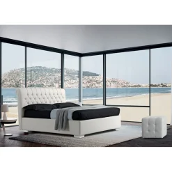 Viadurini Night Design Maßgeschneiderte Möbel|Polsterbetten-Modernes Doppelbett aus Kunstleder mit Contentiore - Ozzano