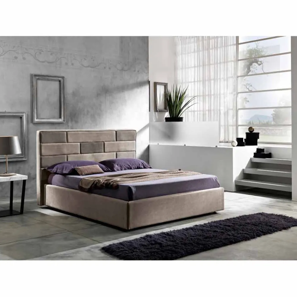 Viadurini Night Design Polsterbetten-Modernes Doppelbett mit Aufbewahrungsbox 160x190/200cm Gin