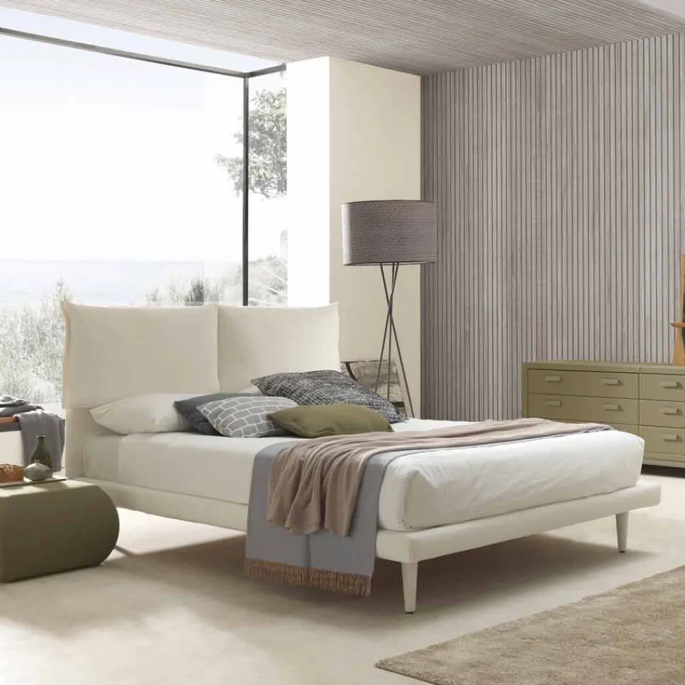 Bolzan Letti Maßgeschneiderte Möbel|Polsterbetten-Modernes Doppelbett, mit dünnem Untergestell und ohne Box, Iorca von Bolzan