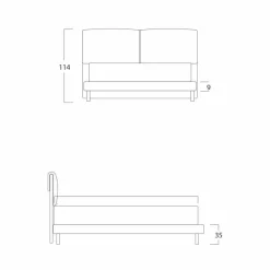 Bolzan Letti Maßgeschneiderte Möbel|Polsterbetten-Modernes Doppelbett, mit dünnem Untergestell und ohne Box, Iorca von Bolzan