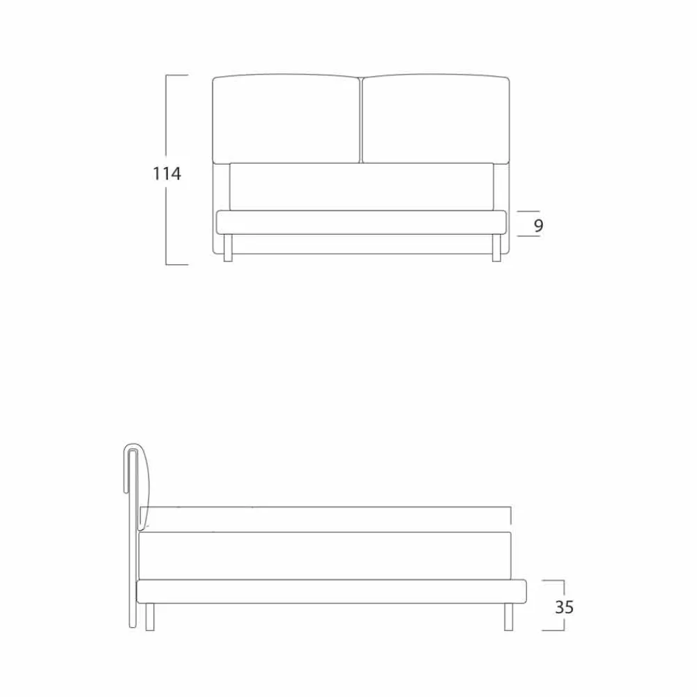Bolzan Letti Maßgeschneiderte Möbel|Polsterbetten-Modernes Doppelbett, mit dünnem Untergestell und ohne Box, Iorca von Bolzan
