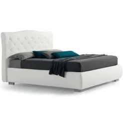 Viadurini Night Design Maßgeschneiderte Möbel|Polsterbetten-Modernes Doppelbett mit Kasten und gestepptem Kopfteil – London