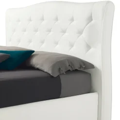 Viadurini Night Design Maßgeschneiderte Möbel|Polsterbetten-Modernes Doppelbett mit Kasten und gestepptem Kopfteil – London