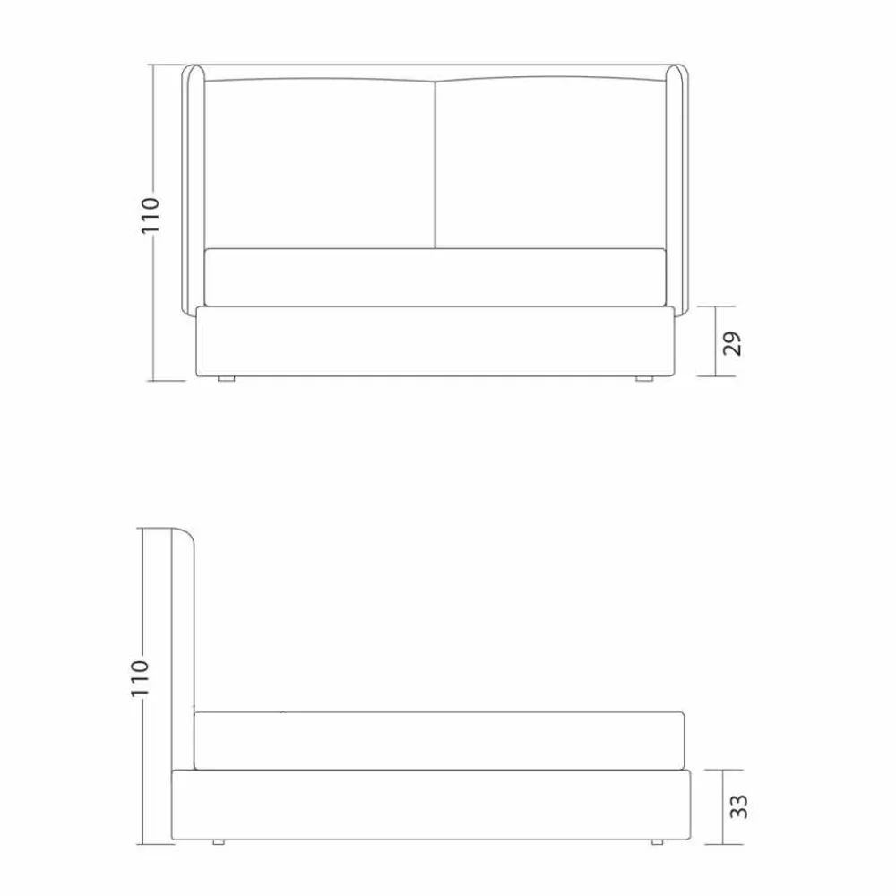 Bolzan Letti Maßgeschneiderte Möbel|Polsterbetten-Modernes Doppelbett, ohne Bettcontainer, Kate von Bolzan