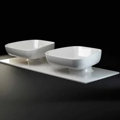 Viadurini Bathroom Keramikwaschbecken-Modernes Doppelwaschbecken aus italienischer Keramik, Reale