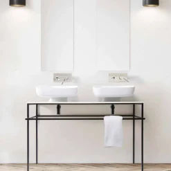 Viadurini Bathroom Keramikwaschbecken-Modernes Doppelwaschbecken aus italienischer Keramik, Reale