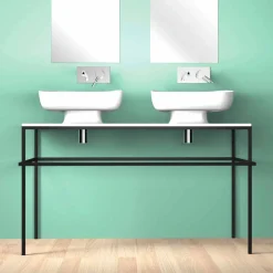 Viadurini Bathroom Keramikwaschbecken-Modernes Doppelwaschbecken aus italienischer Keramik, Reale