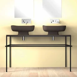 Viadurini Bathroom Keramikwaschbecken-Modernes Doppelwaschbecken aus italienischer Keramik, Reale