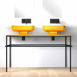 Viadurini Bathroom Keramikwaschbecken-Modernes Doppelwaschbecken aus italienischer Keramik, Reale