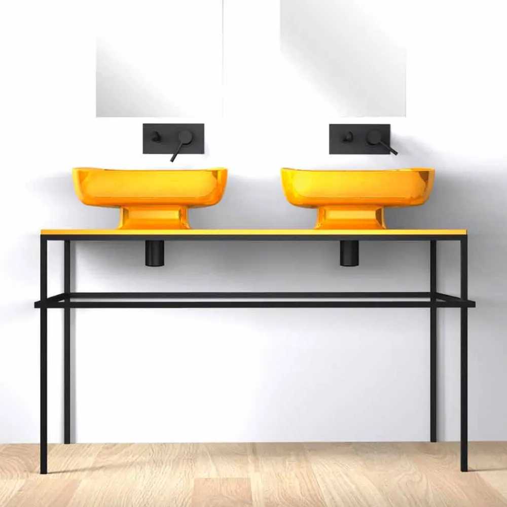 Viadurini Bathroom Keramikwaschbecken-Modernes Doppelwaschbecken aus italienischer Keramik, Reale