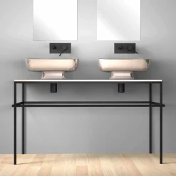 Viadurini Bathroom Keramikwaschbecken-Modernes Doppelwaschbecken aus italienischer Keramik, Reale