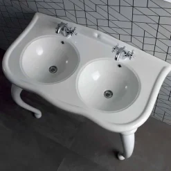 Viadurini Bathroom Keramikwaschbecken-Modernes Doppelwaschbecken oder Wandwaschbecken aus Keramik Avise