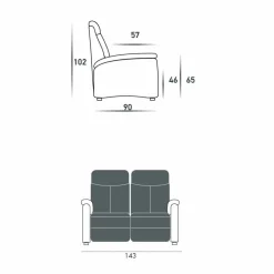 Stile Relax Sofa Relaxfunktion Elektrisch-Modernes elektrisches Sofa, 2 Sitzplätze, 2 elektrische Sitze Gelso