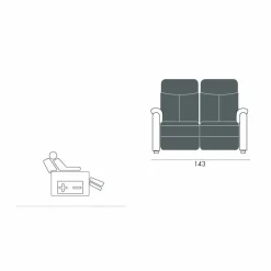 Stile Relax Sofa Relaxfunktion Elektrisch-Modernes elektrisches Sofa, 2 Sitzplätze, 2 elektrische Sitze Gelso