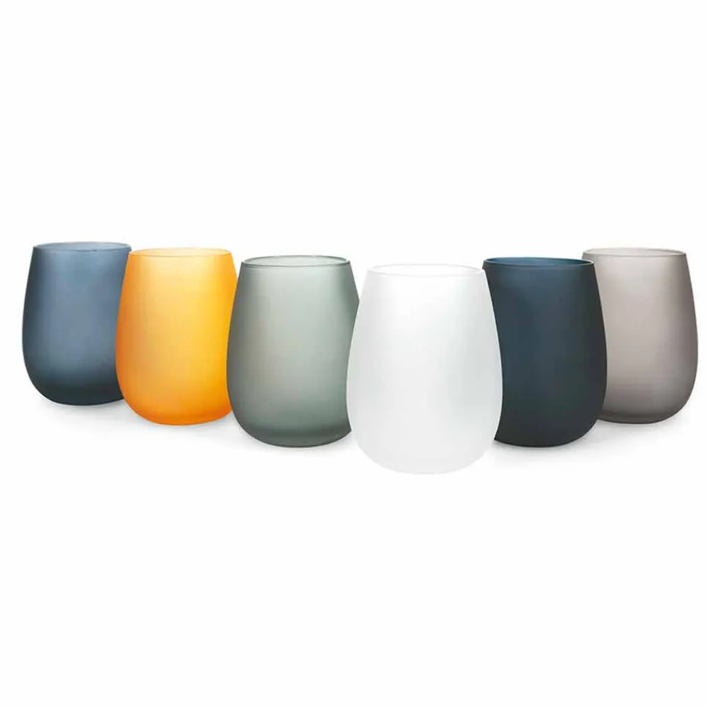 Viadurini Kitchen Gläser Set-Modernes farbiges Glas Wasserglas Set, 12 Stück - Rand