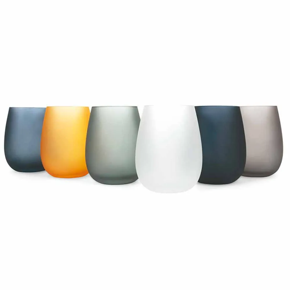 Viadurini Kitchen Gläser Set-Modernes farbiges Glas Wasserglas Set, 12 Stück - Rand