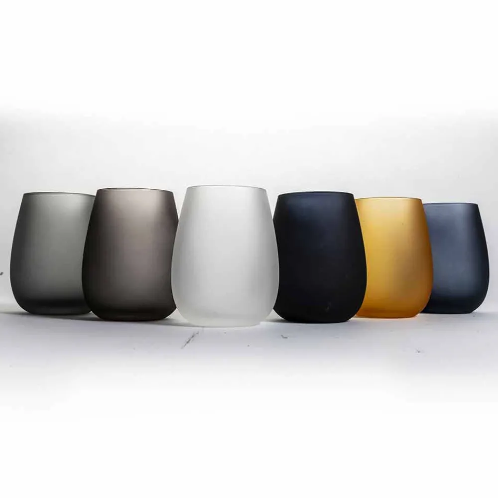 Viadurini Kitchen Gläser Set-Modernes farbiges Glas Wasserglas Set, 12 Stück - Rand