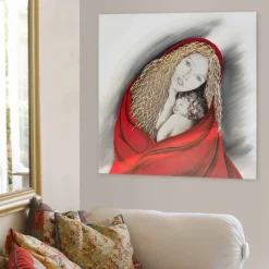 Viadurini Decor Religiöse Bilder-Modernes Gemälde handgefertigt Madonna