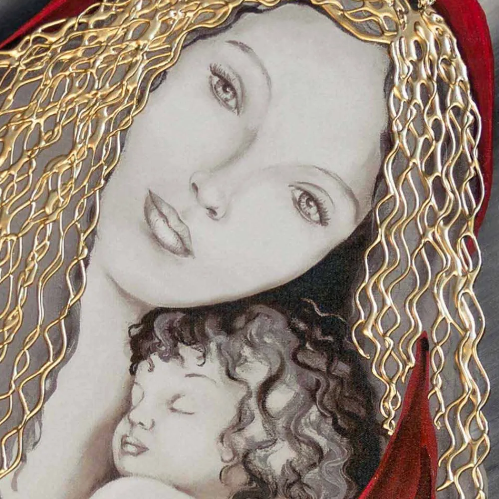 Viadurini Decor Religiöse Bilder-Modernes Gemälde handgefertigt Madonna