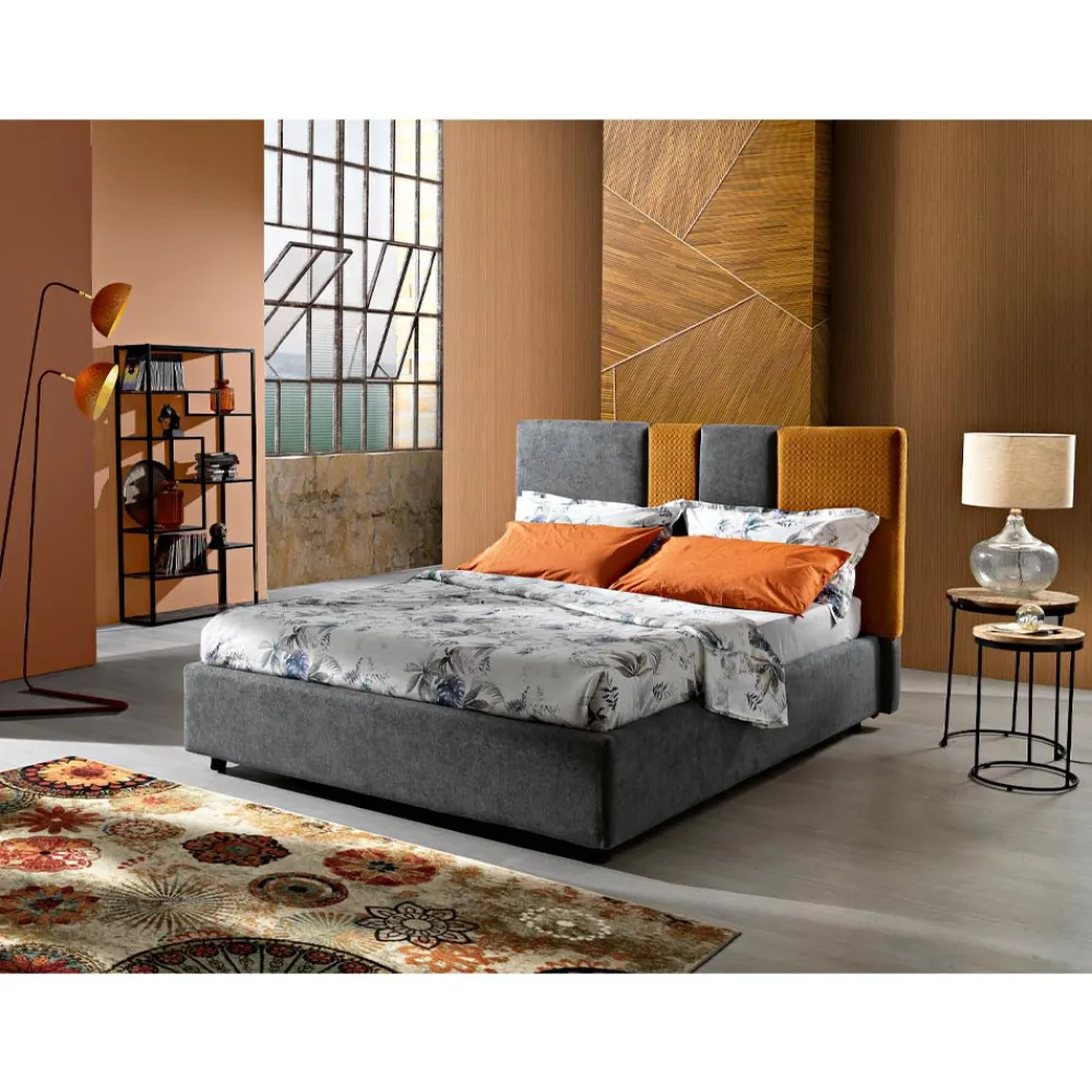 Viadurini Night Design Polsterbetten-Modernes gepolstertes Doppelbett mit Falten oder gestepptem Design - Thomas