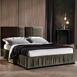 Viadurini Night Design Polsterbetten-Modernes gepolstertes Doppelbett mit Falten oder gestepptem Design - Thomas