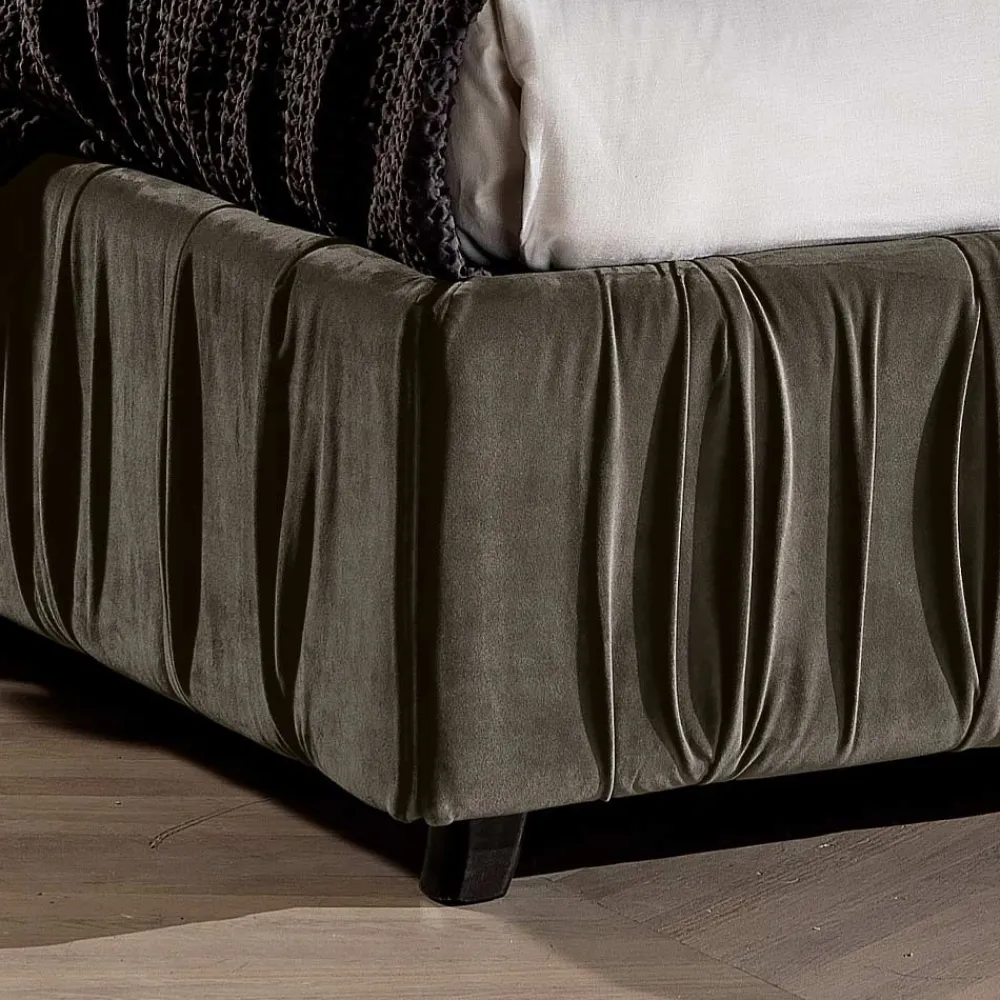 Viadurini Night Design Polsterbetten-Modernes gepolstertes Doppelbett mit Falten oder gestepptem Design - Thomas